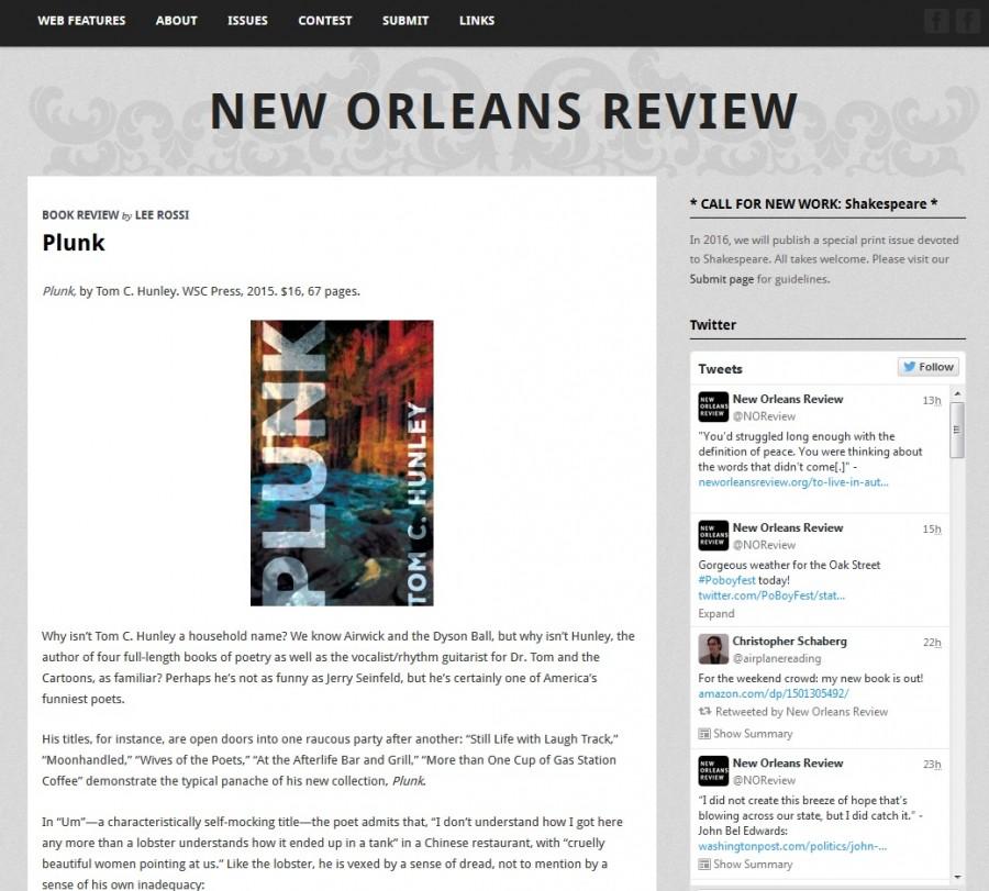 Plunk reviewed by Lee Rossi in New Orleans Review